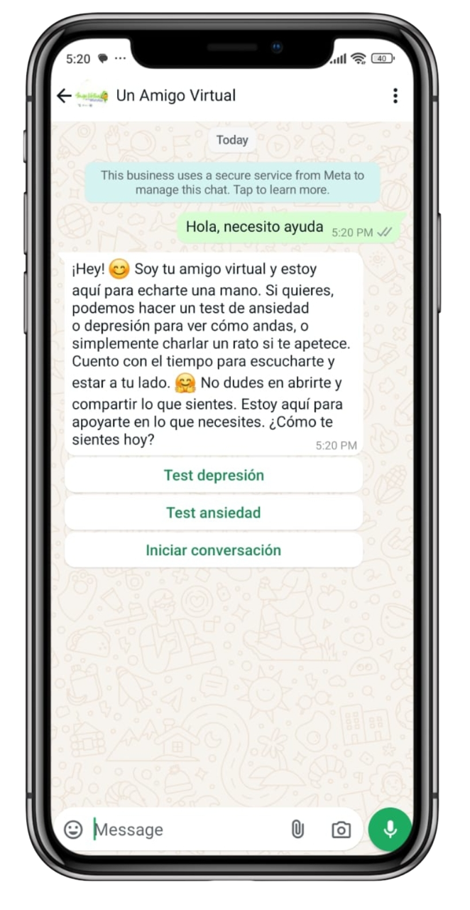 Ejemplo de conversación con el chatbot